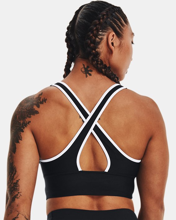Women's Armour® Mid Crossback Long Line Sports Bra, Black, pdpMainDesktop image number 1